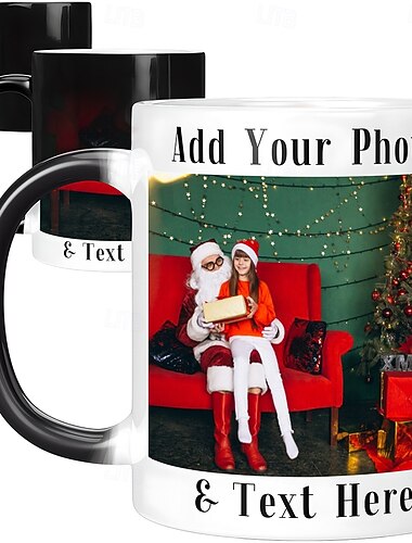  tasse magique personnalisée tasse photo personnalisée cadeau de Noël tasse sensible à la chaleur tasse en céramique changeant de couleur tasse de Noël tasse à café avec image logo texte cadeaux pour