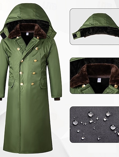  Herren Wintermantel Fleecejacke für Wanderer Winter Draussen warm Fleece-Futter Wasserdicht Kratzfest Oberbekleidung Reisen Schwarz Grün