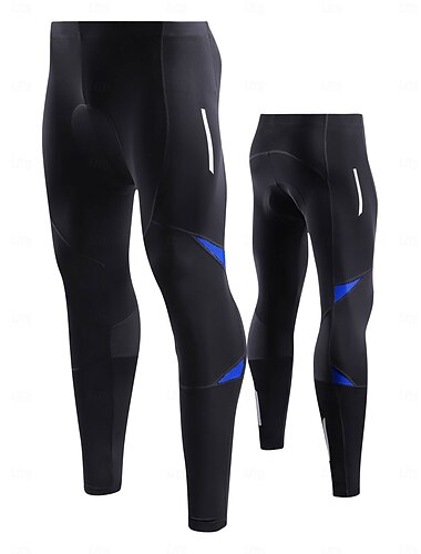  Herren Radhose lang Fahrradhose Fahhrad Leggings Unten Race Fit (engangliegende Passform für Rennen) Sport Schnelltrocknend Reflexstreiffen Dehnbar Schweißableitend Schwarz Blau Bekleidung