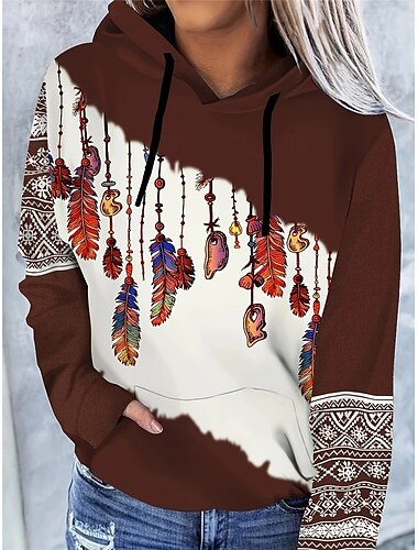 Damen Hoodie Sweatshirt Kapuze Polyester Graphic Strasse Alltagskleidung Tasche Bedruckt Vintage Brautkleider schlicht Kapuzenpullover Langarm Mikro-elastisch Herbst Winter