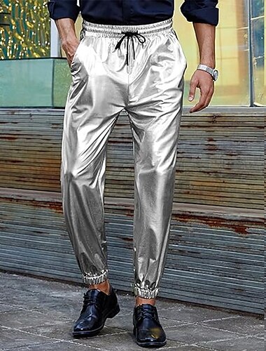  Herren Jogginghose Jogger Hose Hosen Freizeithose Tasche Kordelzug Elastische Taille Glatt Komfort Bühne Urlaub Modisch Brautkleider schlicht Silber Schwarz Mikro-elastisch
