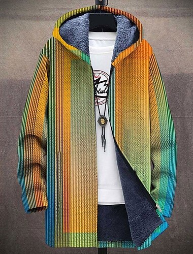  Herren Streifen Geometrie Schrittweise Wintermantel Fleecejacke Mantel warm halten Atmungsaktiv Komfortabel Modisch Strassenmode Sport Sport & Natur Freizeitskleidung Ausgehen Zip Tasche Bedruckt