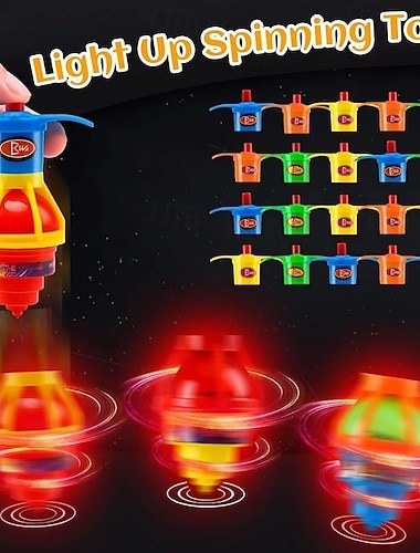  Ensemble de toupie à LED colorée de 15 pièces - jouet gyroscopique clignotant, conception de lanceur facile à saisir, cadeau de fête parfait et remplissage de sac de cadeaux pour les fêtes