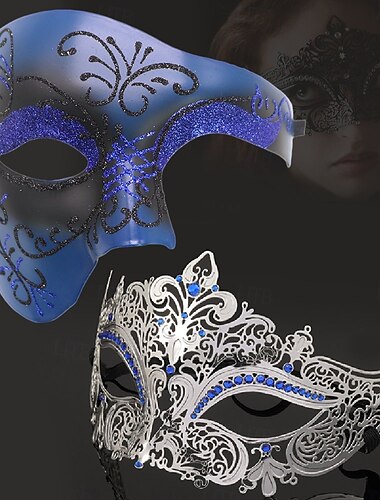  Griechische Göttin ROMAN Paare 2 Stücke Karnevalsmaske Maske Venezianische Maske Columbina Erwachsene Unisex Metall Legierung Sexy Kostüm Halbes Gesicht Party Maskerade Karneval von Venedig Halloween