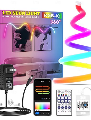  wasserdichter RGB-Neonlichtstreifen 2-5 m led streifen adressierbarer Regenbogen-Pixel-Lichtbalken mit WLAN &App-Steuerung, Musiksynchronisation für DIY-LED-Schild &Wanddekoration DC12V WS2811