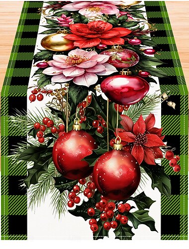  Camino de mesa navideño, decoración festiva para las fiestas, elegante detalle de mesa de temporada, perfecto para reuniones y cenas festivas