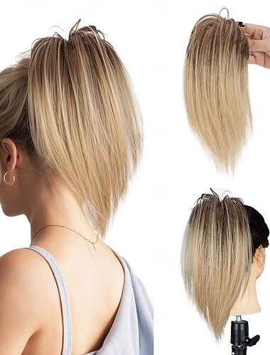  Moños Moño Recortar en Pelo sintético Pedazo de cabello La extensión del pelo Recto Fiesta Diario Ropa Cotidiana Marrón Oscuro Burdeos Azul