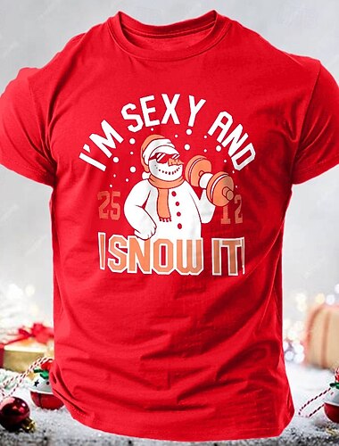  christmas snømann brev trykt svart rød mørk blå t-skjorte t-skjorte herre grafikk 100% bomull t-skjorte sport klassisk skjorte kortermet komfortabel t-skjorte sommer våren motedesigner klær
