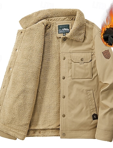  Herren Wanderjacke Fleecejacke für Wanderer Draussen warm Fleece-Futter Windbreaker-Jacke Reisen Armeegrün Khaki Dunkelblau
