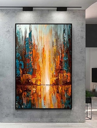  Pintura al óleo de árbol de bosque pintada a mano, escena de nieve hecha a mano, pintura decorativa de bosque de abedul, pintura de paisaje, arte mural grande, regalo de Navidad para dormitorio, sala