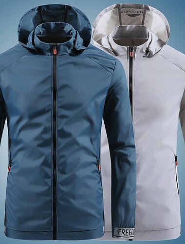  Herren Leichte Jacke Sommerjacke Formal Heim UV-Schutz Sonnenschutz Tasche Sommer Frühling & Herbst Feste Farbe Vintage Modisch Hemdkragen Standard Weiß Blau Hellgrau Jacken