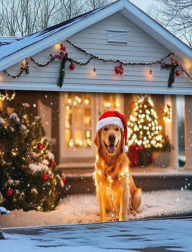  bannière de noël couverture de porte de garage extérieure ornements chat grande décoration de toile de fond de Noël pour les vacances décorations murales de maison de porte de garage