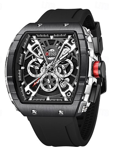  Mäns Kvarts Klocka Kreativ Mode Affärsur Luminous Stoppur Kalender Chronograf Gummiklocka