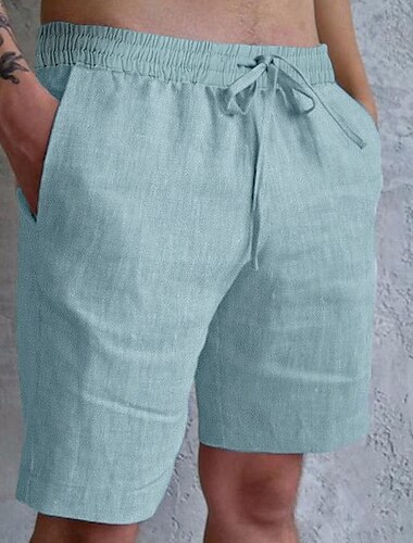  Voor heren Korte broek Zomer korte broeken Strandshorts Zak Trekkoord Elastische taille Effen Comfort Ademend Korte Casual Feestdagen Uitgaan Modieus Streetwear Zwart Wit