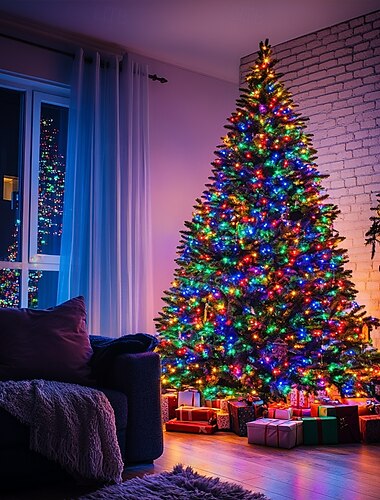  Elegante cadena de luces LED para fiestas de recepción de bodas, cadena de luces de hadas enchufables, 8 modos, luces de árbol de Navidad impermeables para interiores y exteriores para bodas,