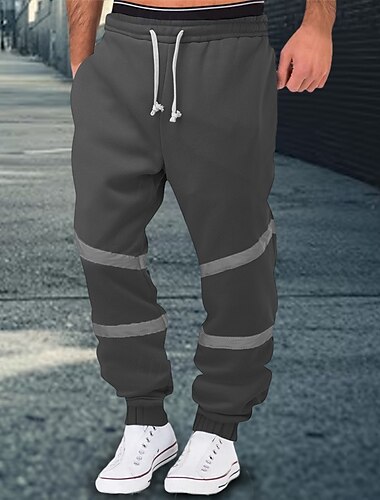 Herren Fleecehosen Jogginghose Trainingshose Jogginghose Jogger Hose Hosen Freizeithose Kordelzug Elastische Taille reflektierende Streifen Glatt Komfort Warm In voller Länge Sports Outdoor Täglich