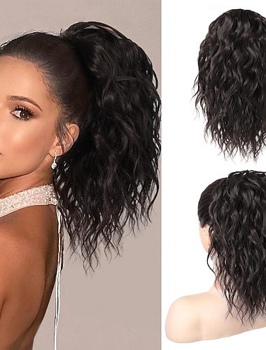  Correa Coletas Suave / Natural / Fácil vestidor Pelo sintético Pedazo de cabello La extensión del pelo Rizado 14 pulgadas Fiesta / Fiesta / Noche / Diario