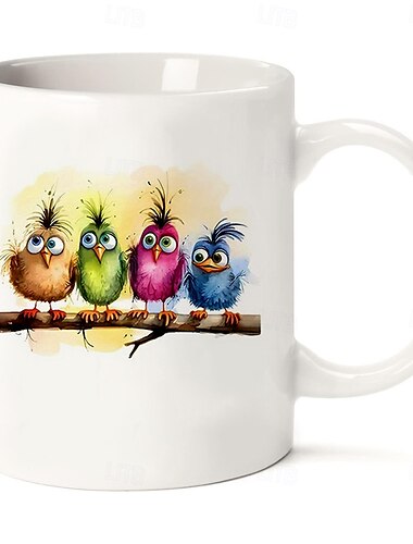  Vogel-Kaffeetasse, 312 ml, Keramiktasse, lustige Tasse, lustige Kaffeetasse für Familie/Freunde/Schwester/Kollegin, originelle Kaffeetasse, Sommer-Winter-Trinkgeschirr, Party-/Geburtstagsgeschenk