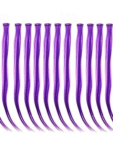  Glatt Clips Synthetische Haare Lang Haar-Verlängerung Einclipsen 12 Stück Hitze Resistent Damen