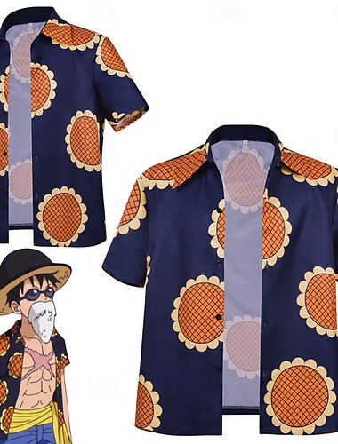  One Piece Обезьяна d Луффи Аниме Косплэй Kостюмы Маскарад Косплей Костюмы Маскарад Рубашка Шапки Назначение Муж. Взрослые