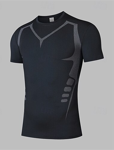  Herren Funktionsshirt Athletisches Hemd Fitnessstudio-Shirt Fitness Shirt Kurzarm T-Shirt Casual Athlässigkeit Atmungsaktiv Schnelltrocknend Videokompression Fitnesstraining Laufen Gehen