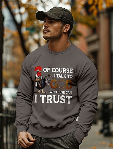  Herren Mit Buchstaben bedruckt Lustig Pullover Langarm Sweatshirts Rundhalsausschnitt Klassisch Casual Frühling Herbst Weiß Dunkelgray Bekleidung Designer Grafikdruck Normal S M L XL 2XL