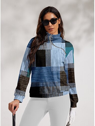  Damen Golf-Pullover Denim Blue Gelb Fuchsie Langarm Thermowarm Oberteil Herbst Winter Damen-Golfkleidung, Kleidung, Outfits, Kleidung