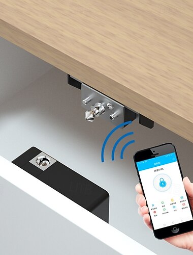  Cerradura de gabinete invisible con Bluetooth, sensor RFID, seguridad inteligente para cajones, sin taladro, archivador sin llave, cerradura invisible, desbloqueo con aplicación