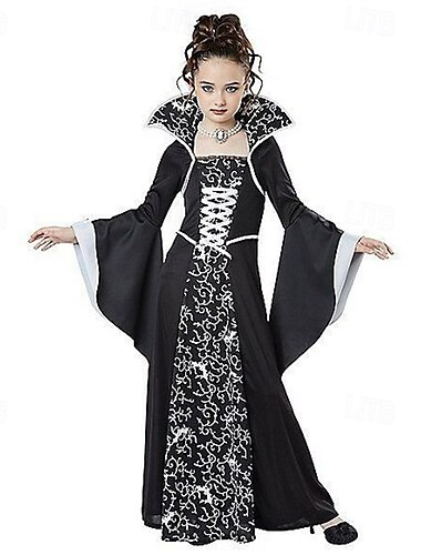  kinderkleidung Mädchen Cosplay-Kleid Cosplay Kostüm Party Kleid Blumen Mehrfarbig Langarm Leistung Party Patchwork Vintage Gothic Polyester Acryl Maxi Vintage-Kleid abendkleider Rumpet-Kleid Sommer