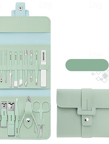  16-in-1-Profi-Nagelknipser-Pediküre-Maniküre-Set, Nagelpflege-Set aus Edelstahl mit luxuriöser Reise-Ledertasche für dicke Nägel, Geschenk für Männer und Frauen