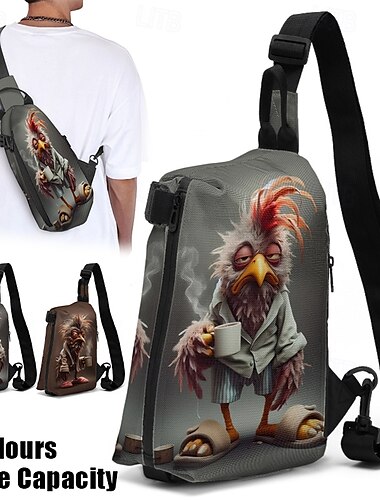  grappige cartoon haan sling tas met verstelbare riem – casual lichtgewicht crossbody tas voor dagelijks gebruik