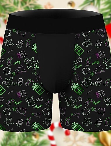  Peperkoek man Kerst pyjama Boxer shorts Ondergoed kerstcadeau Voor heren Grappig Kerstmis Patroon Volwassenen Kerstmis Nieuwjaar kerstavond Kerstmis Feest