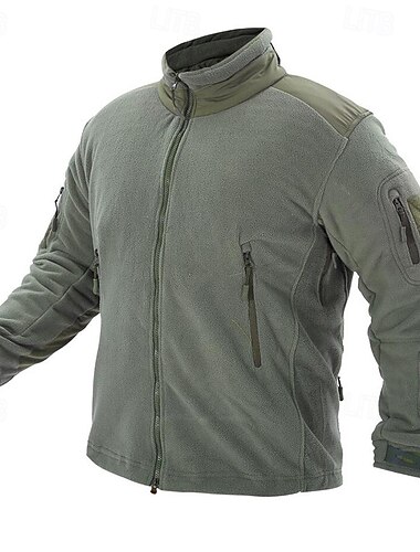  Herren Outdoorjacke Wanderjacke Fleecejacke für Wanderer Winter Draussen Patchwork warm Fleece-Futter Vliesjacken Warme taktische Jacke Voller Reißverschluss Klettern Camping / Wandern