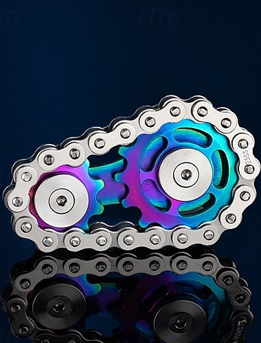  Fingerspitzen-Gyroskop, Gyroskop-Design mit verbundener Fahrradkette, rotierendes Fingerspiel mit 2 Gängen, langlebige Mechanik aus rostfreiem Metall und glatte Lager, Dekompressionsspielzeug zum