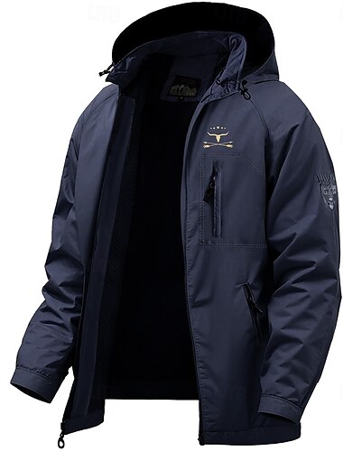  Herren Graphic Kuh-Druck Jacke Regenjacke Shell-Jacke Wasserdicht Leichtgewichtig Brautkleider schlicht Sports Outdoor Campen und Wandern Bestickt Seitentaschen Reißverschluss vorne Herbst Winter Mit