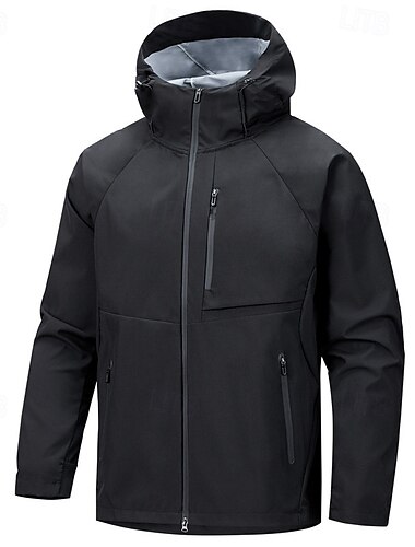  Homens Jaqueta Softshell Casaco esportivo Jaqueta de Trilha Jaqueta de Chuva Esportes Acampar e Caminhar Prova-de-Água Jaqueta Corta-Vento Zíper Bolsos Primavera & Outono Côr Sólida Ativo Com Capuz