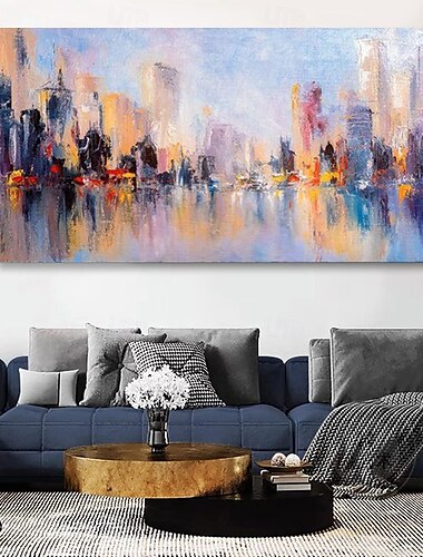  dipinto a olio fatto a mano su tela decorazione artistica da parete moderna astratta urbana paesaggio architettonico per soggiorno arredamento per la casa dipinto arrotolato senza cornice non teso