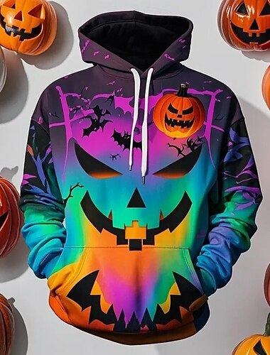  Dynia Bluza z Kapturem Pullover Halloween 3D Przednia kieszeń Graficzny Na Dla par Męskie Damskie Dla dorosłych Halloween Karnawał Bal maskowy Druk 3D Impreza Codzienne