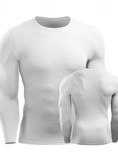  Herren Funktionsshirt Athletisches Hemd Fitnessstudio-Shirt Fitness Shirt Langarm T-Shirt Casual Athlässigkeit Herbst Atmungsaktiv Schnelltrocknend Weich Fitnesstraining Laufen Gehen Sportbekleidung