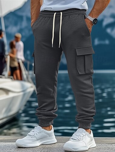  Ανδρικά Παντελόνι Fleece Αθλητικές Φόρμες Τζόγκκερ Παντελόνια Φορτ παντελόνι Cargo Κορδόνι Ελαστική μέση Πολλαπλή τσέπη Σκέτο Άνεση Ζεστό Πλήρες μήκος ΕΞΩΤΕΡΙΚΟΥ ΧΩΡΟΥ Causal Καθημερινά