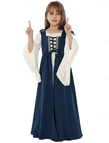  Retro Vintage Mittelalterlich Renaissance Abschlussballkleid Ren Faire Irisch Elfen Mädchen Keltisch Halloween Maskerade Urlaub Alltagstauglich Festival Kinder Kleid