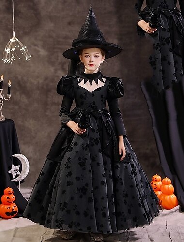  kinderkleidung Mädchen Party Kleid Feste Farbe Kurzarm Langarm 3/4 Ärmel Leistung Halloween Party Gitter Prinzessin Cosplay-Kostüm Süß Gitter Mitte der Wade Etuikleid Tüll-Kleid Sommer Frühling Herbst