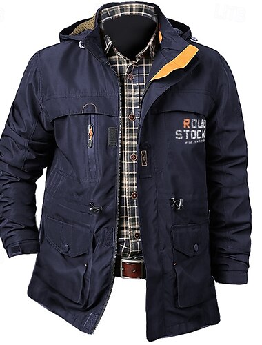  Herren Mit Buchstaben bedruckt Outdoorjacke Mantel Taktisch Praktisch Wasserdicht Brautkleider schlicht Sports Outdoor Freizeitskleidung Reißverschluss vorne Verstellbare Kordelzughaube Grafik Herbst
