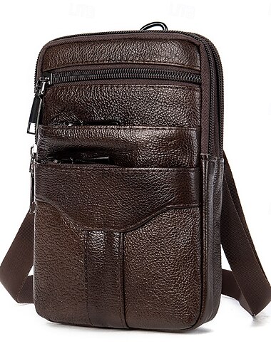  Herren-Handy-Gürteltasche aus echtem Leder, Handytasche, Herren-Gürteltasche, Gürteltasche aus Rindsleder