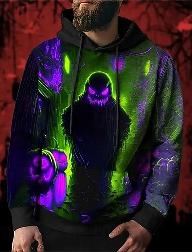  סרט אימה רוח קפוצ'ון Pullover חג ליל כל הקדושים 3D כיס קדמי גרפי עבור לזוג בגדי ריקוד גברים בגדי ריקוד נשים מבוגרים האלווין (ליל כל הקדושים) קרנבל נשף מסכות הדפסת תלת מימד מפלגה יום יומי\קז'ואל