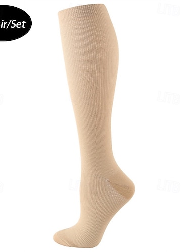  5 pares Hombre Calcetines de compresión Calcetines de senderismo Transpirable Suave Eslático Cómodo Al aire libre Color sólido Poliéster Negro Blanco Azul Marino para Caza Ciclismo / Bicicleta