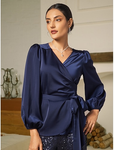  satiininen solid rento juliahihainen solmittava pusero