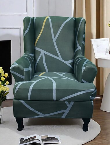  Ohrensesselbezug mit Blumenmuster, stilvoller und dehnbarer Schonbezug für Ohrensessel, langlebiger Möbelschutz, perfekt, um Ihrer Inneneinrichtung einen Hauch von Eleganz zu verleihen