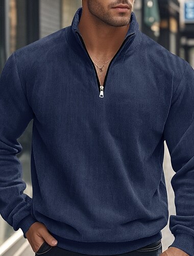  Miesten Quarter Zip Polo Golfpaita Päivittäin Pyhäpäivä Neljänneksen postinumero Pitkähihainen Muoti Moderni Väripalikka Tilkkutäkki 봄 & Syksy Normaali Musta Laivaston sininen Vaalean harmaa Armeijan
