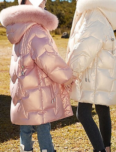  Kinderen Voor meisjes Dons Effen Kleur Modieus Zak School jas bovenkleding 4-12 jaar Herfst Champagne Blozend Roze Paars